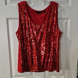 Investments Red Sequin Tank Top